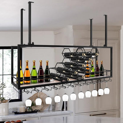 Metal Hanging Wine Rack Hanging Organizer Ceiling Bar Wine Glass Rack - Image 5