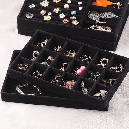 Set of 8 Velvet Jewelry Drawer Organizer Inserts, Stackable Trays - Image 5