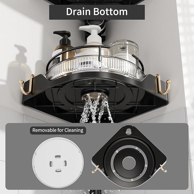 akinbas 360° Rotating Shower Caddy Tension Pole - Image 9