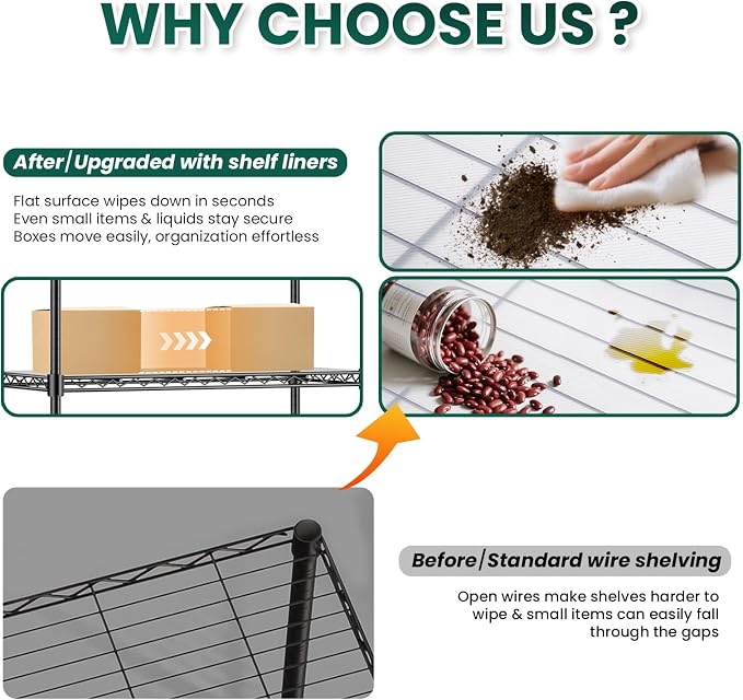 48" W Storage Shelves 5-Tier Wire Shelving, 1875LBS Adjustable Metal Shelving - Image 5