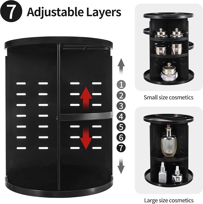360 Rotating Makeup Organizer, DIY Adjustable Spinning Holder, Foldable - Image 3