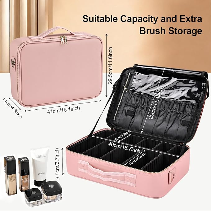 Large Travel Makeup Case, Professional Makeup Train Case Organizer - Image 2