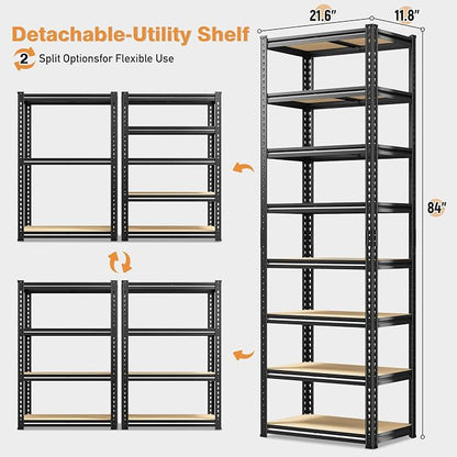 8 Tier Storage Shelves, Shelving Unit Load 352 LBS Per Shelf, Adjustable and - Image 3