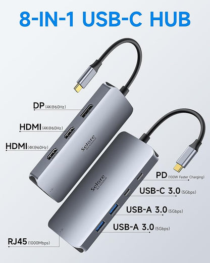 USB C Docking Station Dual Monitor, Selore Docking Station 3 Monitors Triple 4K - Image 2
