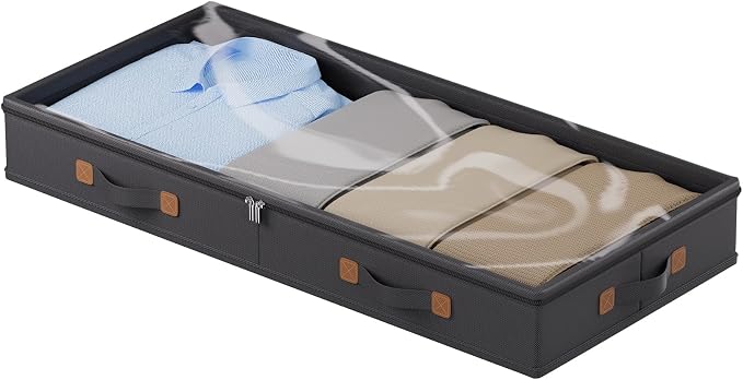 FHSQX Under Bed Storage Container 3 Inches Low Profile Under-bed Organizer Bins by FHSQX