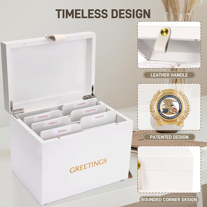 Large Bamboo Greeting Card Organizer Box - Image 5
