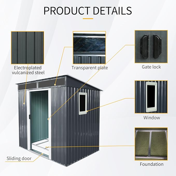 Outdoor Metal Storage Shed Window Ventilation Foundation Frame Waterproof - Image 6