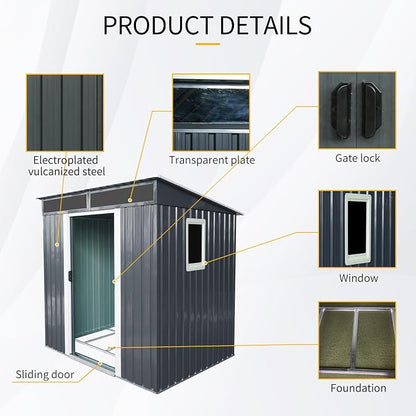 Outdoor Metal Storage Shed Window Ventilation Foundation Frame Waterproof - Image 6