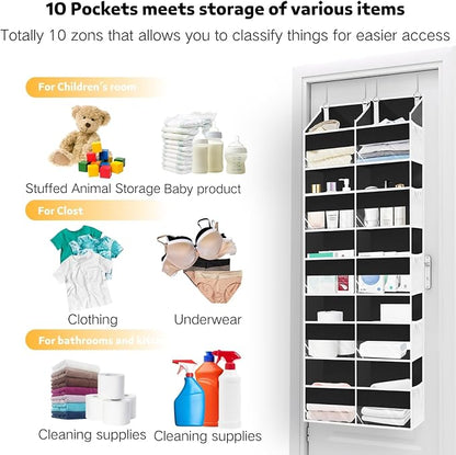 Over the Door Organizer 5 Tiers, Extra Large Behind Door Storage of 10 - Image 4