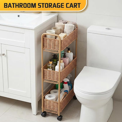 FOCHIER F Utility Slim Storage Cart, 3-Tier Rolling Kitchen Office Laundry Room - Image 7