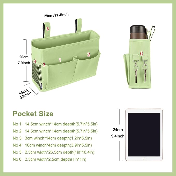 Surblue Bedside Caddy Hanging Bed Organizer Storage Bag Pocket - Image 2