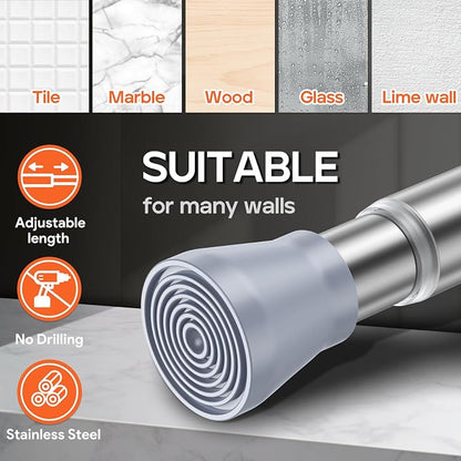 AIZESI Silver 2pcs Adjustable Spring Curtain Rods 17 to 26 Inch, Extendable - Image 5