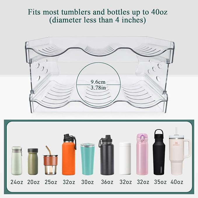 Stackable Bottle Organizer, Non-Slip Water Bottle Holder - Image 3