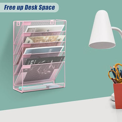 EASEPRES Desk File Organizer Mesh 6-Tier, Hanging Wall Mount Document - Image 6