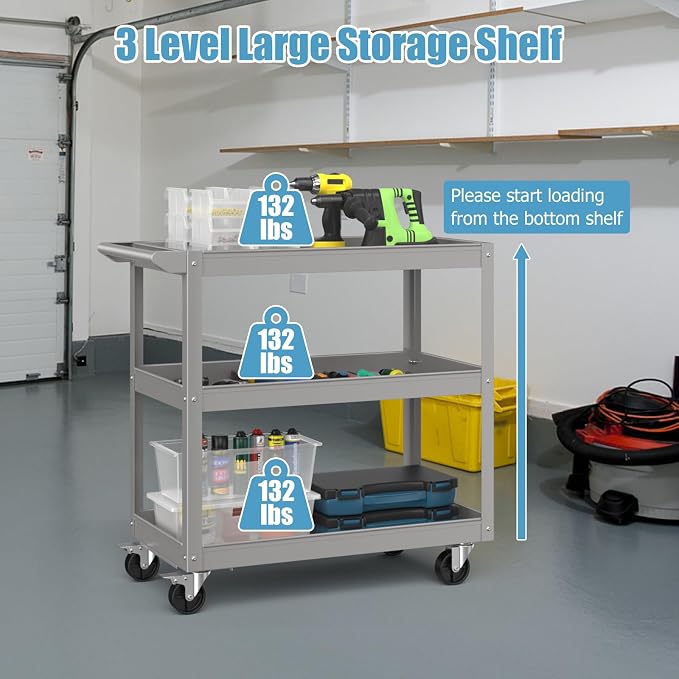 Goplus 3-Layer Service Utility Cart, Heavy Duty Unity Cart - Image 3