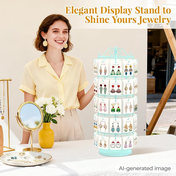 EsLuker.ly Earring Holder Organizer Rotating Display Tree Stand, Adjustable - Image 8