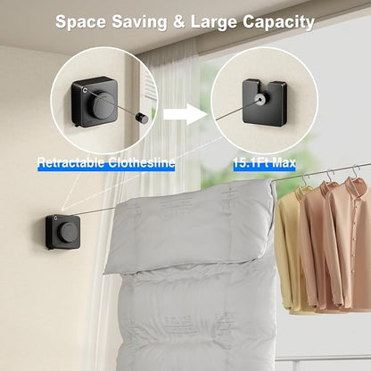 MUSTORN Retractable Clothesline Indoor, Non-Sagging Outdoor Clothes Line - Image 2
