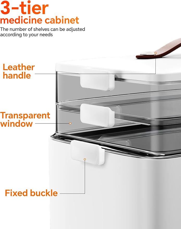 Medicine Organizer Box, 3-Tier | 3-tier medicine storage organizer - Image 4