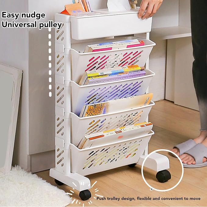 Movable Bookshelf, Portable Bookshelf, Storage Organizer Shelf, Suitable - Image 5