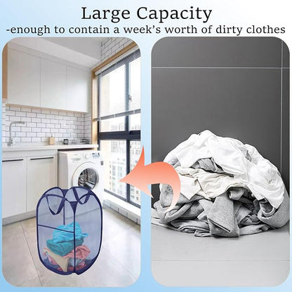 Collapsible Laundry Baskets Mesh Pop Up Laundry Basket Portable Laundry Hamper - Image 8