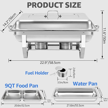 6 pack Chafing Dishes for Buffet of Stainless Steel Food Warmers 9 QT Chafers - Image 3