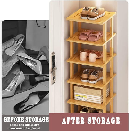 Bamboo Shoe Rack 12 Tier- Vertical Shoe Rack - Image 6