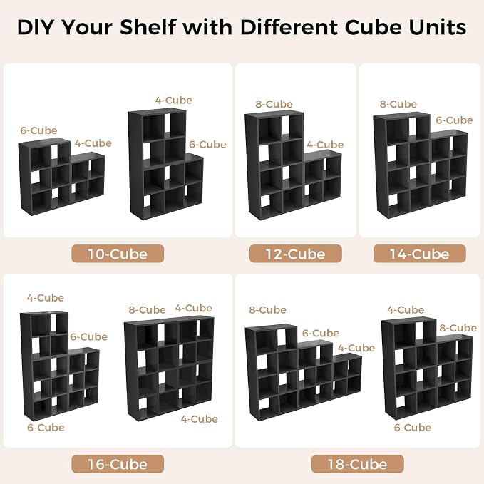 LUCKLIFE 8-Cube Storage Organizer, Stackable Modular Bookcase Shelf - Image 7