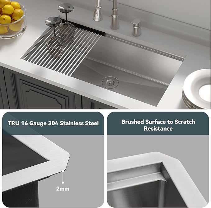 Lordear 32 Undermount Kitchen Sink 32x19 Inch Stainless Steel Kitchen Sinks - Image 6