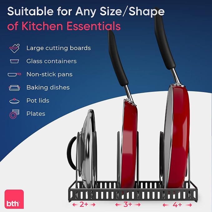 Better Things Home 6+ Compact Pan & Pot Lid Organizer Rack - Image 6