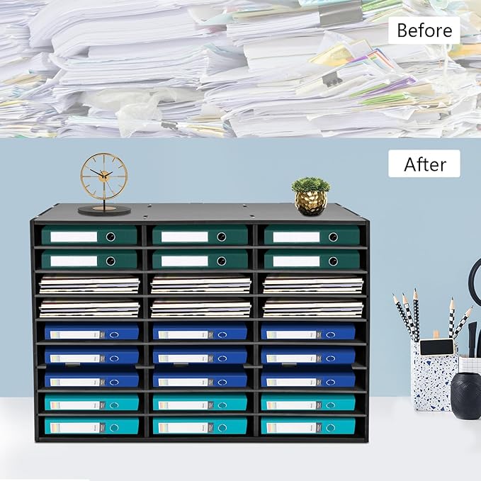 27 Compartments Literature Organizer, Desktop File Sorter Mail Center Paper - Image 4
