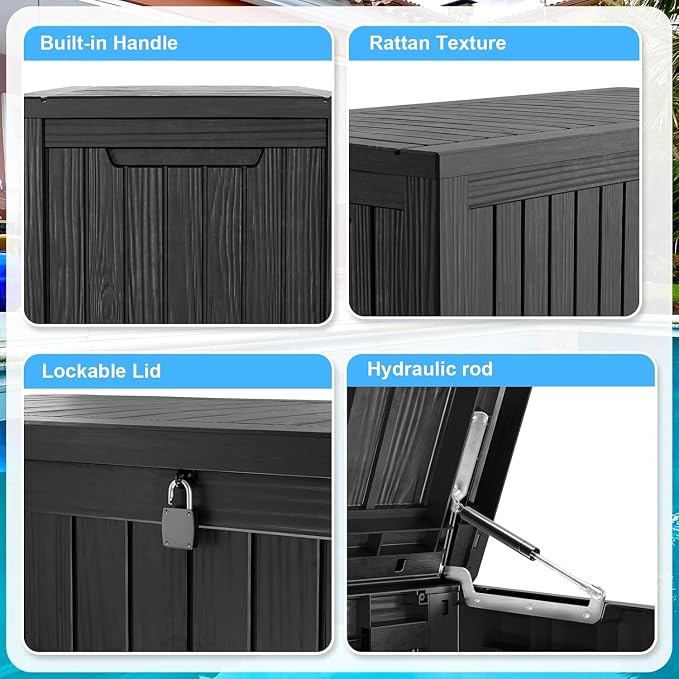 200 Gallon Resin Deck Box, Waterproof Outdoor Storage Box - Image 5