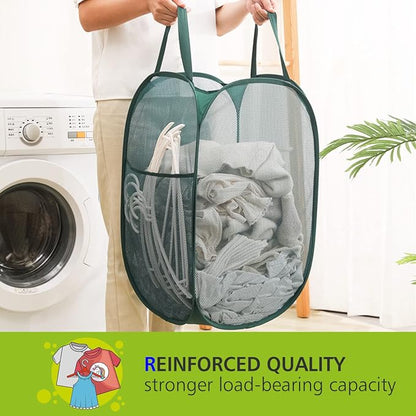 HONOMA Sturdy Mesh Laundry Hamper Basket Bag, Pop up Basket - Image 2
