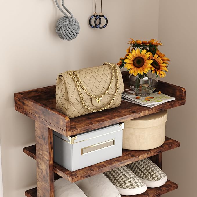HOMEFORT 7-Tier Wood Shoe Rack, Double Rows Shoe Shelf, Shoe Storage Stand - Image 8
