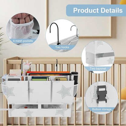 homyfort Bedside Caddy Organizer, Dual-Purpose Bedside Storage - Image 6