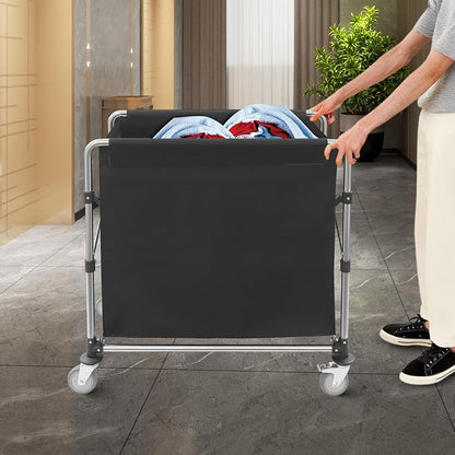 Commercial Laundry Cart with Wheels, Folding Laundry Hamper Cart, Heavy Duty - Image 3