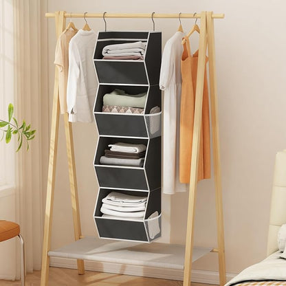 Hanging Closet Organizer Bins for Closet Organization Storage 4 Shelf Black - Image 2