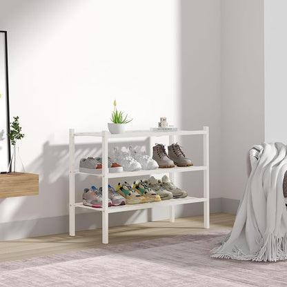3 Tier Bamboo Shoe Rack for Closet Free Standing Wood Shoe Shelf Storage - Image 7