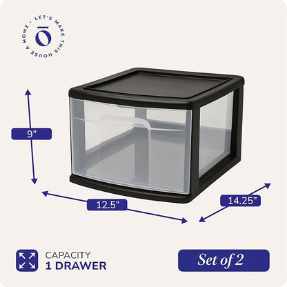 HOMZ 2-Pack 1-Drawer Storage Cart, 14.25" Wide Medium, and Classroom - Image 3