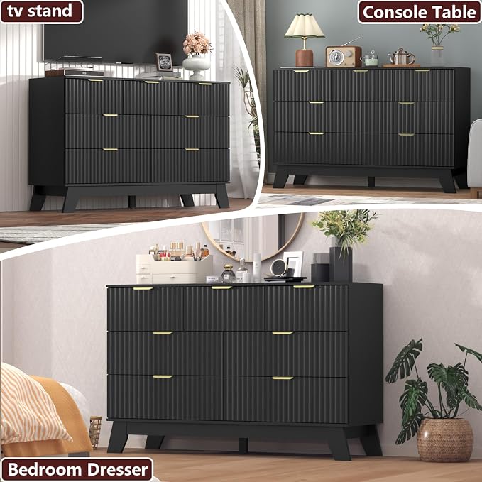Fluted Dresser for Bedroom, 7 Drawer Dresser for Closet, Storage Cabinet and - Image 4
