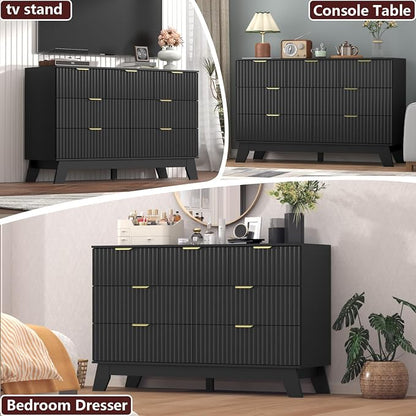 Fluted Dresser for Bedroom, 7 Drawer Dresser for Closet, Storage Cabinet and - Image 4