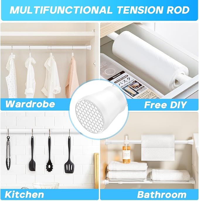 Small Tension Rod 16 to 26 Inch White Spring Curtain Rod No Drilling Spring - Image 6