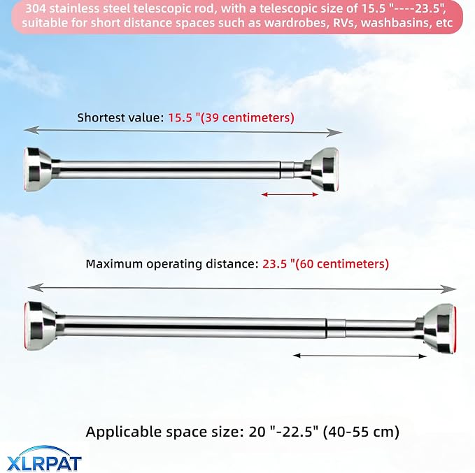 wardrobe pole, 2-inch diameter adjustable spring tension cabinet pole, 304 - Image 2