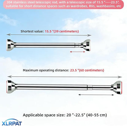 wardrobe pole, 2-inch diameter adjustable spring tension cabinet pole, 304 - Image 2
