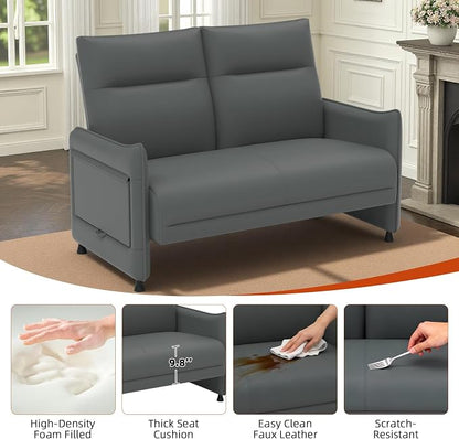 Faux Leather Loveseat, Upholstered Loveseat - Image 4