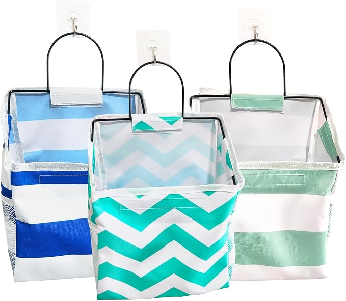 Wall-Hanging Storage Bags, Desktop Organizer Basket Cotton Linen Hanging by RUIPBOTE