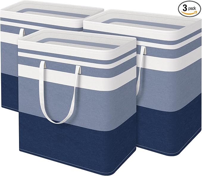 BlissTotes 3-Pack Laundry Basket, Freestanding＆Waterproof Laundry Hamper by BlissTotes