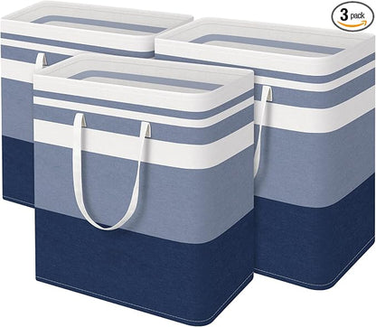 BlissTotes 3-Pack Laundry Basket, Freestanding＆Waterproof Laundry Hamper by BlissTotes