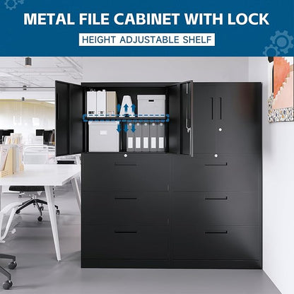 3-Drawer Metal File Cabinet, Lateral Vertical Filing Cabinets - Image 8