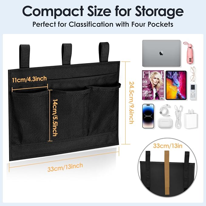 Bedside Caddy Storage Organizer, Hanging Storage Bag Pocket - Image 2