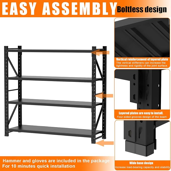 torage Shelves, Garage Shelving Heavy Duty Metal Adjustable Garage Shelves - Image 3